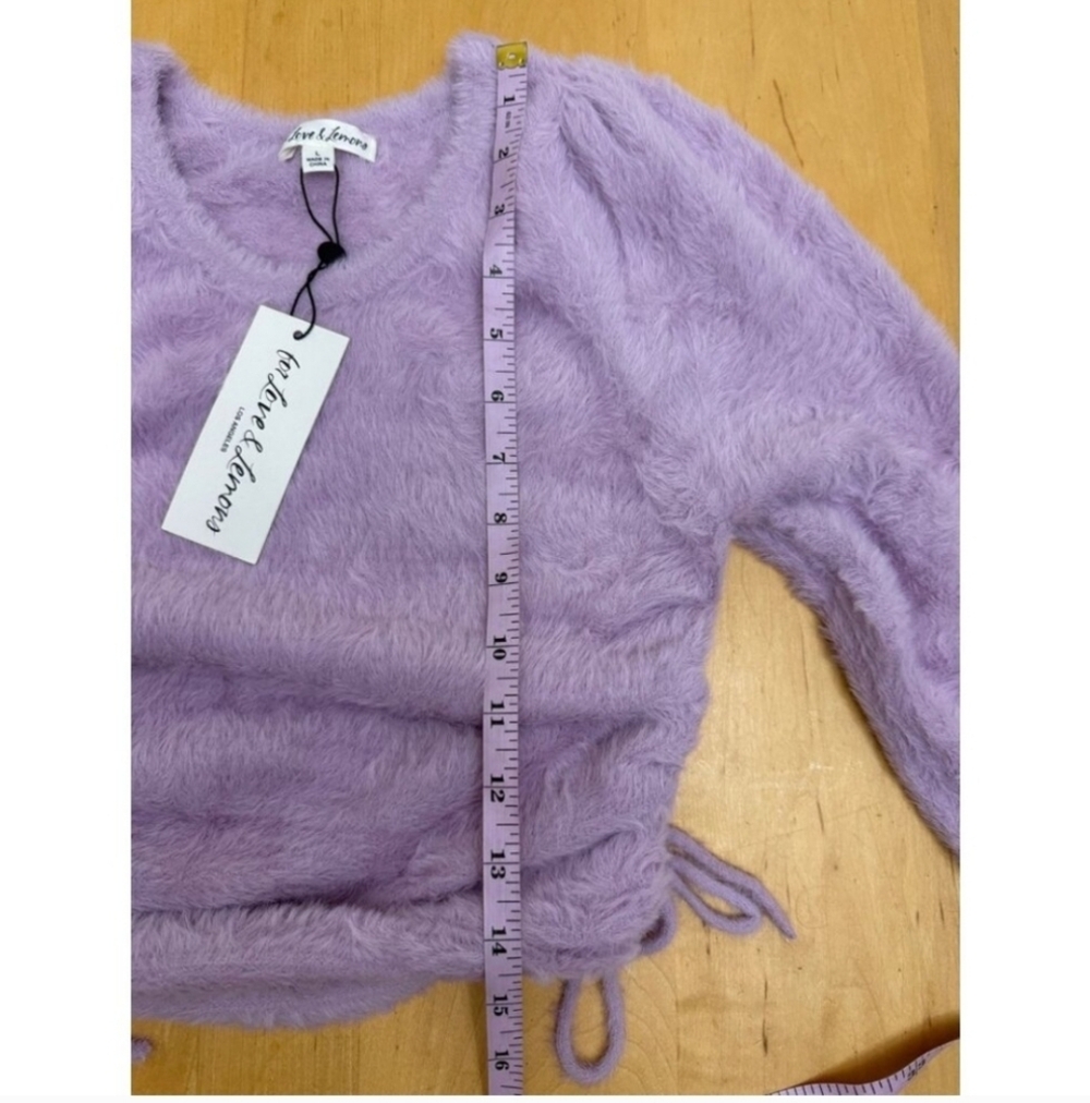 NWT For Love and Lemons purple fuzzy cropped sweater Large - Picture 8 of 8